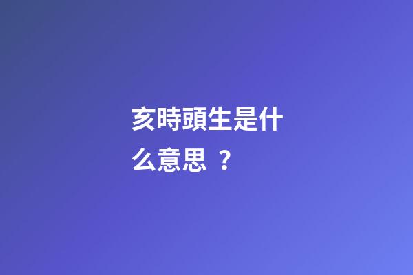 亥時頭生是什么意思？